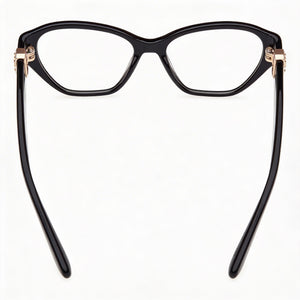 Guess Cat Eye Eyeglasses Women — side view, Black Plastic temples