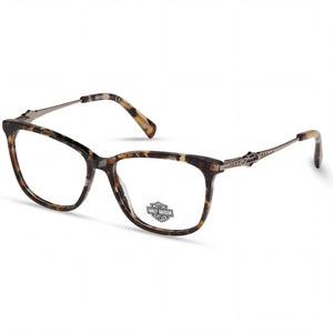 Harley-Davidson Havana Rectangle Eyeglasses Unisex, clear demo lenses