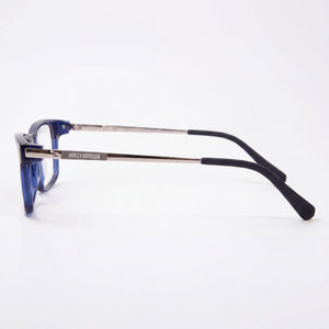 Harley-Davidson HD0143T Rectangle Eyeglasses Unisex — side view, Blue Plastic temples