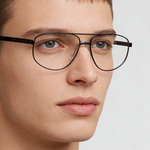 Harley-Davidson HD0977X Aviator Eyeglasses Unisex — side view, Black Metal temples