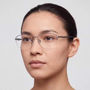Harley-Davidson HD50063 Rectangle Eyeglasses Unisex — side view, Silver temples