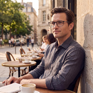 Hugo Boss 0828 Rectangle Eyeglasses for Men — interior view, Polycarbonate demo lenses