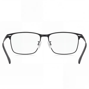 Hugo Boss 106587 Rectangle Eyeglasses Unisex — side view, Black Metal temples