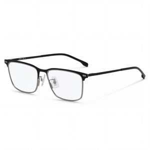 Hugo Boss 1224/F Black Rectangle Eyeglasses Unisex, Stainless Steel frame