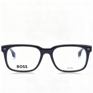 Hugo Boss 1383 Square Eyeglasses Unisex — side view, Black Acetate temples