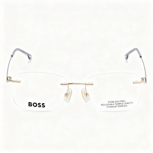 Hugo Boss 1424 Square Eyeglasses Women — side view, Gray Alloy Steel temples