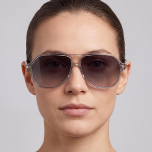 Hugo Boss 1507/S Aviator Sunglasses Women — side view, Non-Polarized Dark Grey Gradient lens