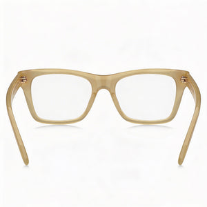 Hugo Boss 1522 Square Eyeglasses Women — side view, Beige Acetate temples