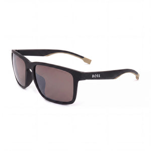 Hugo Boss 1542/f/s Black Rectangle Sunglasses for Men, Brown lens
