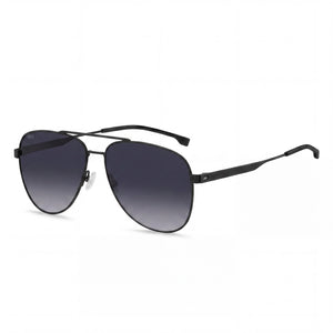 Hugo Boss 1641-S Black Aviator Sunglasses for Men, Matte Dark Ruthenium lens