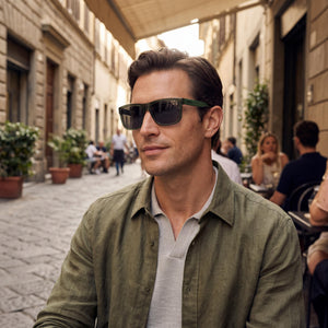 Hugo Boss 1647/S Green Sunglasses Men — lifestyle wear, city streets and open-air cafes