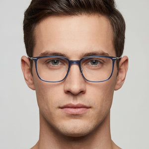 Hugo Boss Rectangle Eyeglasses for Men — interior view, demo lenses