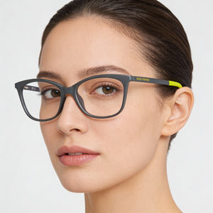 Hugo Boss BO 0289 KB7 53 Rectangle Eyeglasses Women — side view, Gray Plastic temples