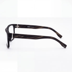 Hugo Boss BOSS 0729/IT Square Eyeglasses Unisex — side view, Black Acetate temples