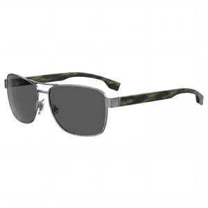 Hugo Boss BOSS 1240/S Black Rectangle Sunglasses for Men, Dark Ruthenium lens