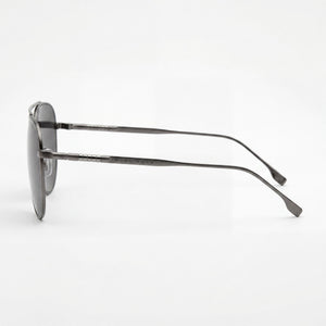 Hugo Boss Boss 1296/F/S Aviator Sunglasses Men — side view, Polarized Matte Dark Ruthenium lens