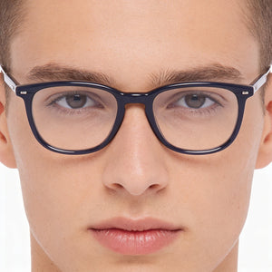Hugo Boss Boss 1359/bb Square Eyeglasses Unisex — side view, Blue Plastic temples