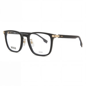 Hugo Boss Boss 1408/F Black Gold Square Eyeglasses Unisex, Acetate frame