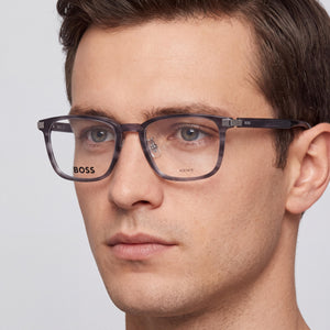 Hugo Boss Boss 1408/F Square Eyeglasses Unisex — side view, Multicolored Acetate temples