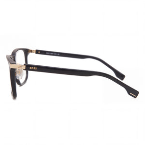 Hugo Boss Boss 1408/F Square Eyeglasses Unisex — side view, Black Gold Acetate temples