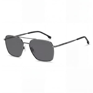 Hugo Boss Boss 1414/S Gray Aviator Sunglasses Unisex, Matte Dark Ruthenium lens