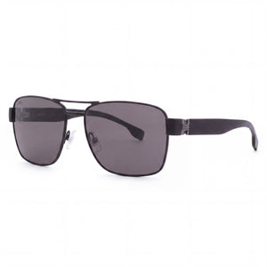 Hugo Boss BOSS 1441/O/S Black Rectangle Sunglasses for Men, Grey lens