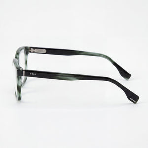 Hugo Boss Boss 1517 Square Eyeglasses Men — side view, Green Acetate temples