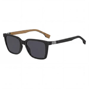 Hugo Boss BOSS 1574/S Black Rectangle Sunglasses for Men, Grey lens