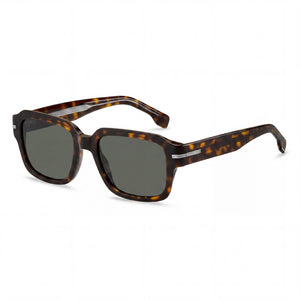 Hugo Boss BOSS 1596/S Havana Rectangle Sunglasses for Men, Green lens