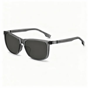 Hugo Boss BOSS 1617/F/S Black Rectangle Sunglasses for Men, Grey lens