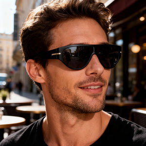 Hugo Boss Boss 1623/S Rectangle Sunglasses Men — side view, Non-Polarized Grey lens