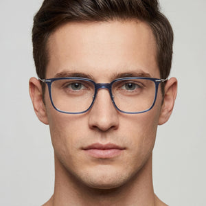 Hugo Boss Casual Rectangle Eyeglasses for Men — interior view, demo lenses