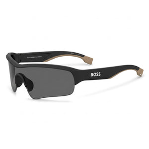 Hugo Boss Classic Black Grey Shield Sunglasses for Men, Black lens