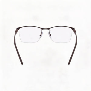 Hugo Boss Classic Rectangle Eyeglasses Unisex — front view, Alloy Steel