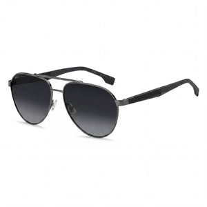 Hugo Boss Contemporary Black Aviator Sunglasses Unisex, Dark Ruthenium Grey lens