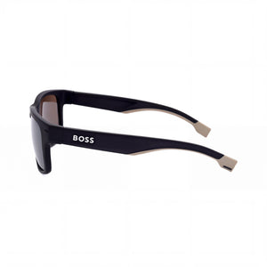 Hugo Boss Contemporary Rectangle Sunglasses Unisex — side view, Non-Polarized Brown lens