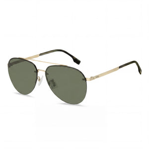 Hugo Boss Green Aviator Sunglasses for Women, Matte Gold lens