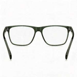 Hugo Boss Rectangle Eyeglasses Men — side view, Green Acetate temples