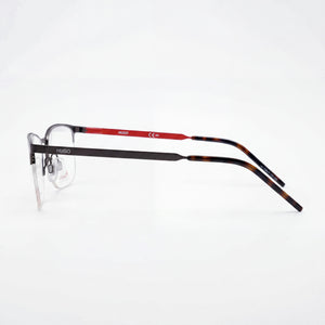 Hugo Boss Hg 1019 Rectangle Eyeglasses Unisex — side view, Gray Alloy Steel temples