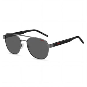 Hugo Boss HG 1196/S Silver Rectangle Sunglasses for Men, Smoky Dark Brown lens