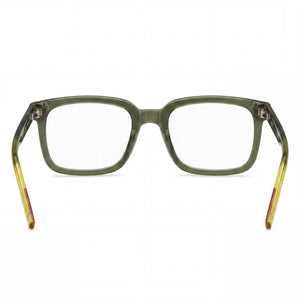 HUGO Hg 1261 Square Eyeglasses Men — side view, Green Yellow Acetate temples