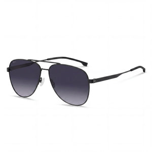 Hugo Boss Modern Black Aviator Sunglasses for Men, Matte Dark Ruthenium lens