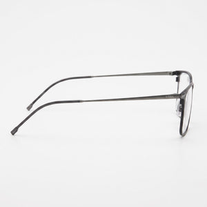 Hugo Boss Modern Rectangle Eyeglasses Unisex — side view, Black Titanium temples