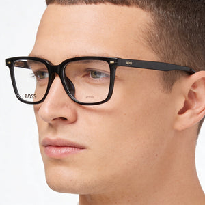 Hugo Boss Modern Rectangle Sunglasses Men — side view, Polycarbonate Clear lens