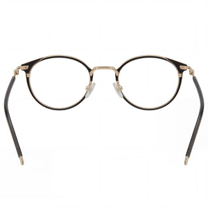 Hugo Boss Modern Round Eyeglasses Unisex — side view, Black Alloy Steel temples