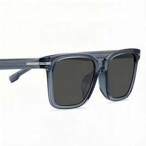 Hugo Boss Modern Rectangle Sunglasses Men — side view, Non-Polarized Blue lens