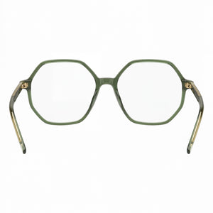 Hugo Boss Modern Geometric Eyeglasses Women — side view, Green Magnesium temples