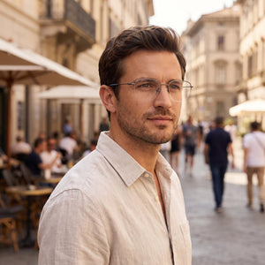 Hugo Boss Modern Matte Dark Ruthenium Eyeglasses Men — lifestyle wear, evening writing and late desk work