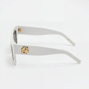 Hugo Boss Modern Rectangle Sunglasses Women — side view, Non-Polarized White lens