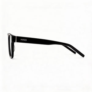 Hugo Boss Systems Rectangle Eyeglasses Women — side view, Black Metal temples